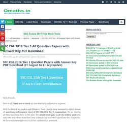 SSC CGL 2016 Tier 1 All Question Papers with Answer Key PDF Download - QMaths: SSC CGL 2017