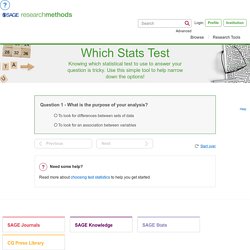 Which Stats Test - Next Question: SAGE Research Methods