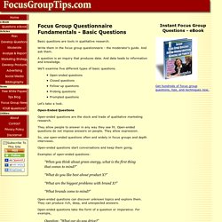 Focus Group Questionnaire Fundamentals