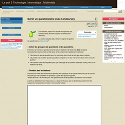 Gérer un questionnaire avec Limesurvey - Le prof 2 Technologie. Informatique . Multimédia