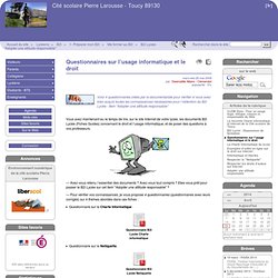 Questionnaires sur l'usage informatique et le droit - Cité scolaire Pierre Larousse - Toucy 89130