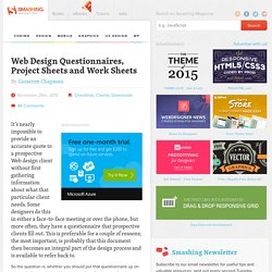 Web Design Questionnaires, Project Sheets and Work Sheets - Smashing Magazine
