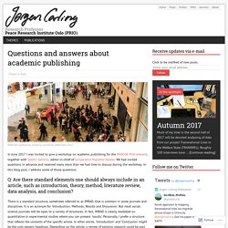 Questions and answers about academic publishing – Jørgen Carling