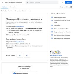 Show questions based on answers - Docs editors Help