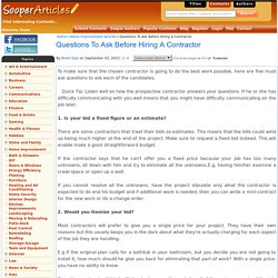 Questions To Ask Before Hiring A Contractor