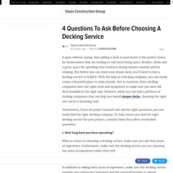 4 Questions To Ask Before Choosing A Decking Service