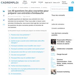 Les 20 questions les plus courantes pour préparer son entretien d'embauche - Cadremploi