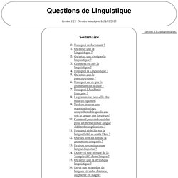 Questions de linguistique