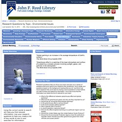 Global Warming - Research Questions by Topic - Environmental Issues - LibGuides at Fort Lewis College
