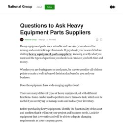 Questions to Ask Heavy Equipment Parts Suppliers