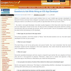 Questions to Ask While Hiring an iOS App Developer