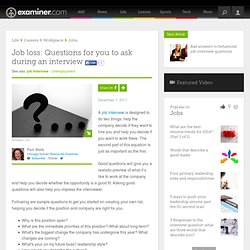 Job loss: Questions for you to ask during an interview - Chicago Human Resources