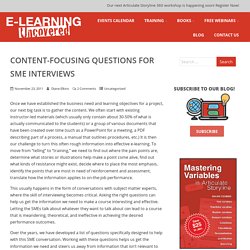 Content-Focusing Questions for SME Interviews