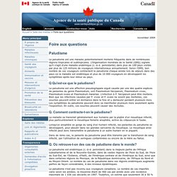 AGENCE DE SANTE PUBLIQUE (Canada) 08/12/04 Paludisme - foire aux questions