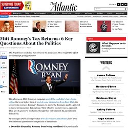Mitt Romney's Tax Returns: 6 Key Questions About the Politics - David A. Graham