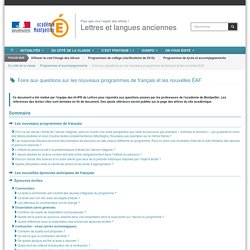 Foire aux questions sur les nouveaux programmes de français et les nouvelles ÉAF