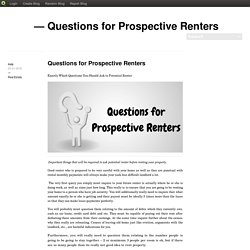 Questions for Prospective Renters