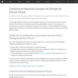 Questions et réponses à propos de Partage de photos iCloud