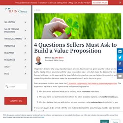 4 Questions Sellers Must Ask to Build a Value Proposition