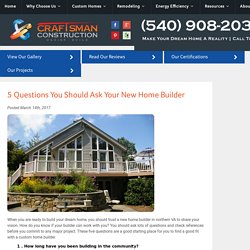 5 Questions You Should Ask Your New Home Builder