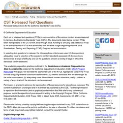 CST Released Test Questions - Standardized Testing and Reporting (STAR)