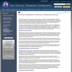 The Role of Questions in Teaching, Thinking and Le