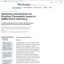 Medscape Questions/Answers on Thrombotic Issues in SARS-CoV-2 Infection