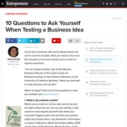 10 Questions to Ask Yourself When Testing a Business Idea