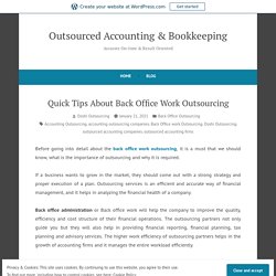 Quick Tips About Back Office Work Outsourcing