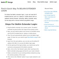 Steps For Belkin Extender Login