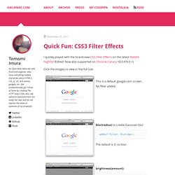 Quick Fun: CSS3 Filter Effects « GirlieMac! Blog