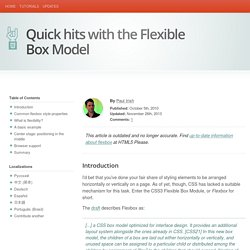 Quick hits with the Flexible Box Model