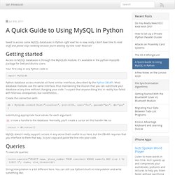 A quick guide to using MySQL in Python - Ian Howson