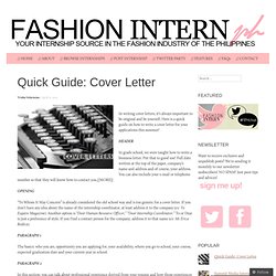 Quick Guide: Cover Letter