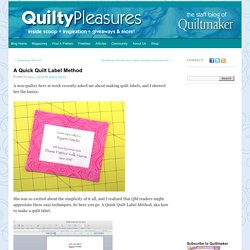 A Quick Quilt Label Method