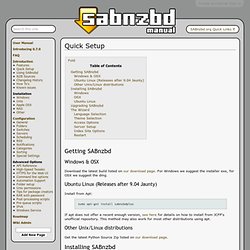 Quick Setup - SABnzbd