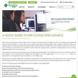 A Quick Guide to ERP Cloud Open Source — Paradiso Software