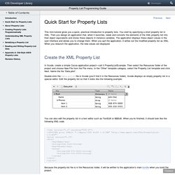 Quick Start for Property Lists