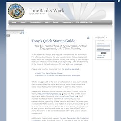 Tony's Quick Startup Guide : Community Wiki