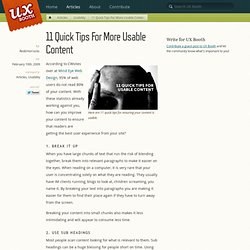 11 Quick Tips For More Usable Content
