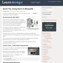 Quick Tip: Using Users in MongoDB