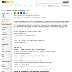 Quickbooks Point of sale error 176103 Idleexperts