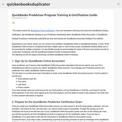 QuickBooks ProAdvisor Program Training & Certification Guide.