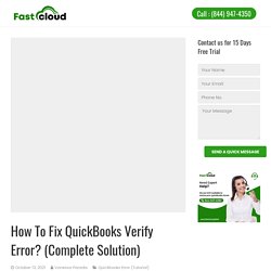 How to Resolve QuickBooks Verify Error (Complete Solution)