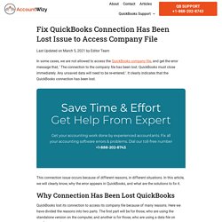 Fix QuickBooks Connection Has Been Lost Issue to Access Company File
