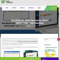 QuickBooks Web Connector Error QBWC1085
