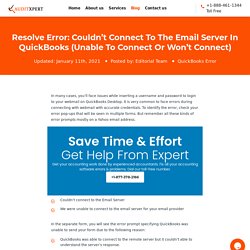 Fix QuickBooks Error: Couldn't Connect To The Email Server [2021 Ways]