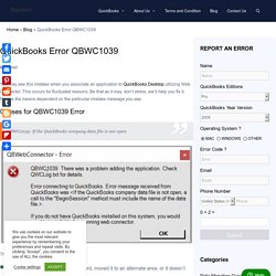 QuickBooks Desktop Error QBWC1039