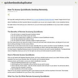 How To Access QuickBooks Desktop Remotely.