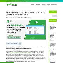 Fix QuickBooks Error 15215 When Downloading Payroll Updates
